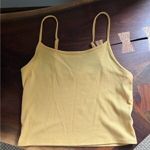 American Eagle Outfitters Yellow Fitted Crop Camisole